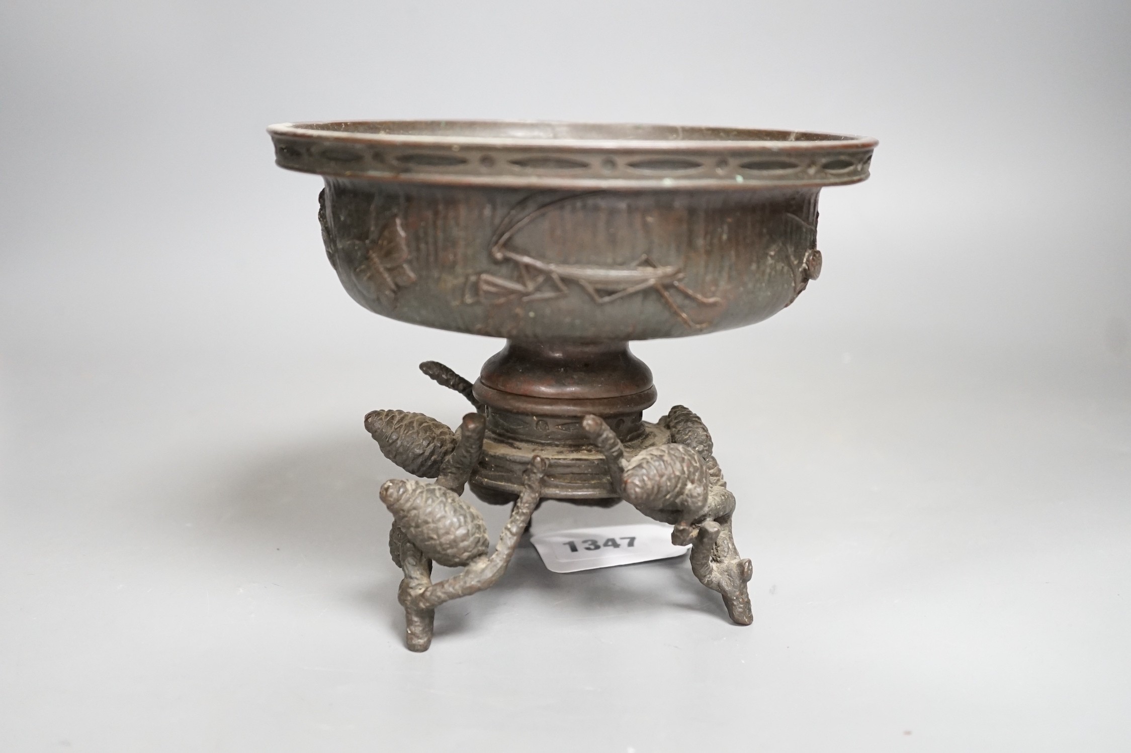 A Japanese Meiji period bronze censer Height 14cm width 17cm